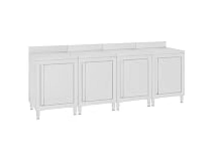 Helloshop26 Table de Travail Commerciale avec Armoire 240 x 60 x 96 cm Acier Inoxydable 02_0001902