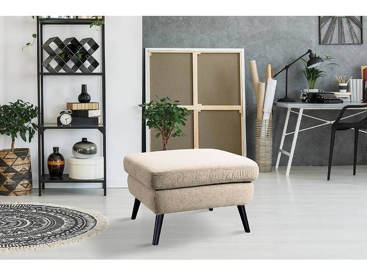 Tabouret rembourré 72 x 47 x 62cm Beige Noir Tissu Sioma: Créme
