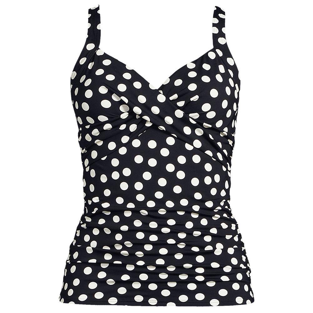 Tankinitop CHLORRESISTENT mit V-Ausschnitt für Damen in E-Cup, Damen, size: regular, Schwarz, Nylon-Mischung, by Lands' End