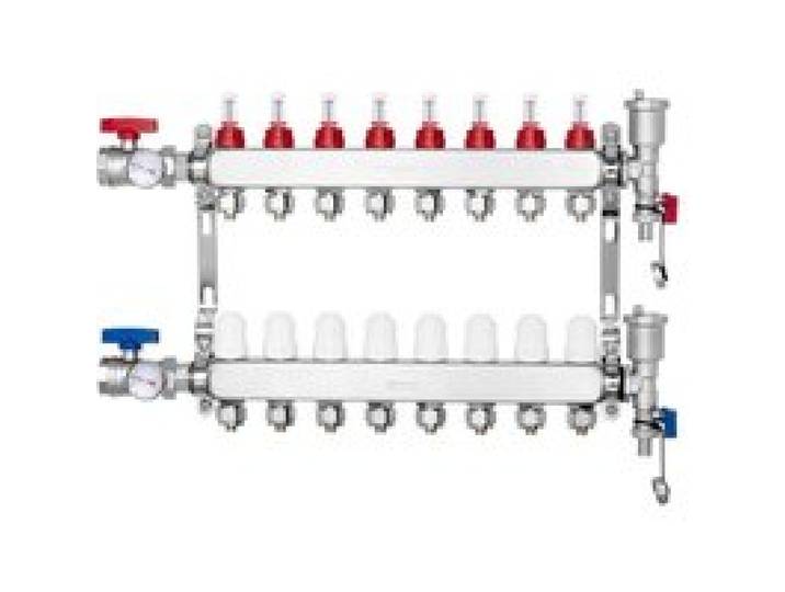 VEVOR 8-Zweig-Wärmeverteilungsverteiler, 1/2-Zoll-PEX-Rohrverteiler, Edelstahl-PEX-Verteiler für hydronische Fußbodenheizung, Wärmeverteilungs-PEX-Verteilersatz mit 1/2-Zoll-Adaptern im Lieferumfang enthalten