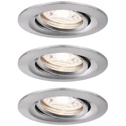 Paulmann 3er-Set LED Einbauleuchte NOVA MINI mit Modul COIN, schwenkbar, Eisen gebürstet PAUL-94295