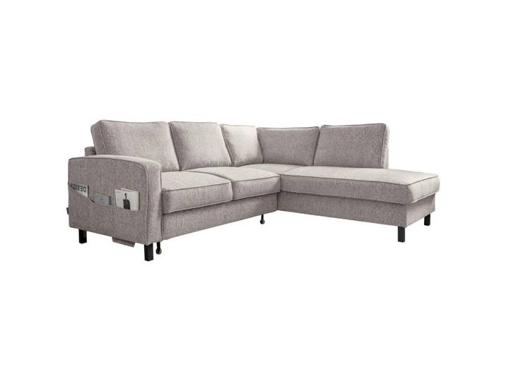 Ecksofa, Grauweiß, 233x198 cm, Textil, 6-Sitzer & Ottomane Rechts, Modern, MID.YOU