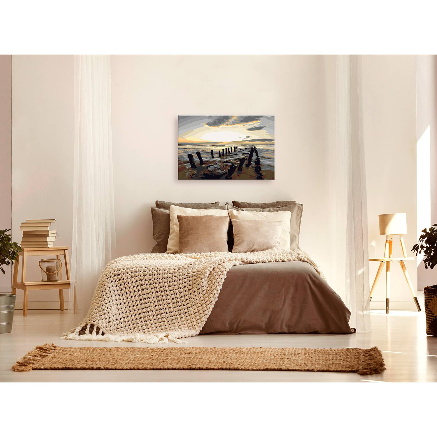 home24 Schilderen op Nummer - Strand II - Beige/Multicolour - 40 x 50 cm