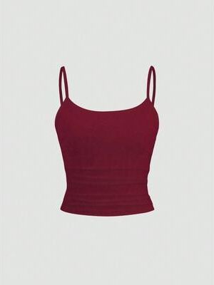 Daily Deals Depot Backless Cami Top For Women Slim Fit Spaghetti Strap Crop Top claret l