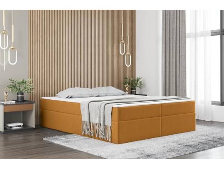 Boxspringbett Dachschräge Bett PRIMA Stoff Soro (Honiggelb, 120x200 cm)