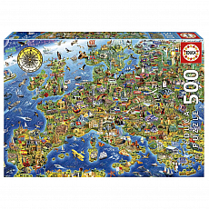 EDUCA Verrückte Europa-Landkarte 500 Teile 301458