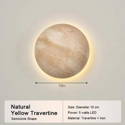 Uplift Picks Natural Yellow Travertine LED Wall Sconce Modern Stone Accent Light 08 white Light