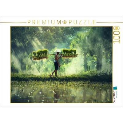 CALVENDO Puzzle Vietnam - Reisbauer mit Reisschößlingen | 1000 Teile Lege-Größe 64x48cm Foto-Puzzle für glückliche Stunden