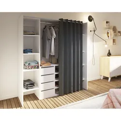 TemaHome »Tom 2.1« Kleiderschrank mit Vorhang Weiß Dunkelgrau