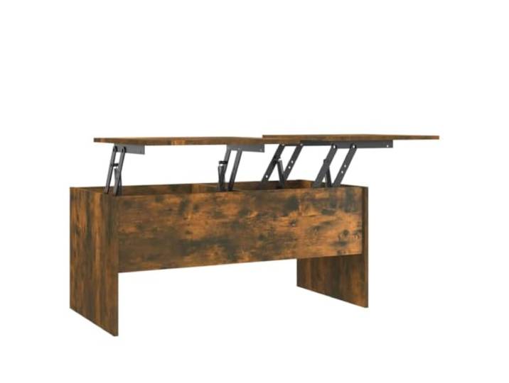 LASWWQMRF Couchtisch Höhenverstellbar Räuchereiche 102x50,5x46,5 cm Funktionaler Wohnzimmertisch mit anhebbarer Tischplatte und zwei versteckten Fächern für Ordnung im Alltag.