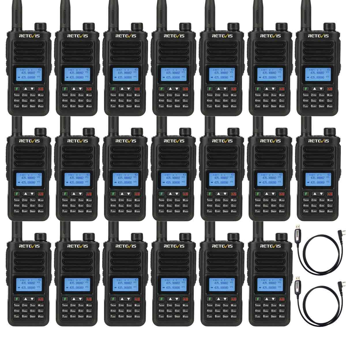 Retevis RA89 Amateurfunkgerät, Ham Radio mit Hochleistungs Dualband, IP68 Wasserdichtes, 2500mAh Akku, Langstrecken, Lärmminderung(20 Stück)