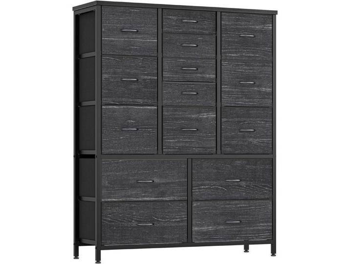 GRAVEE Commode de Chambre Commode à 15 Tiroirs en Tissu Armoire Meuble Rangement pourEntrée Salon Chambre d'enfant Gris Foncé