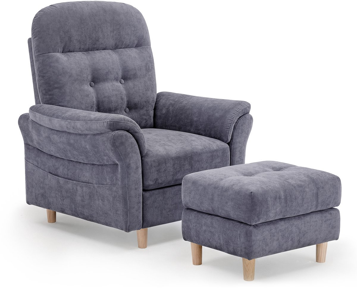 COMHOMA Relaxstoel met ligfunctie en hocker, Chenille, Grijs