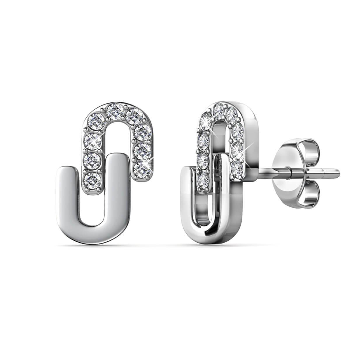 Union Oorbellen - Zilver en Kristal