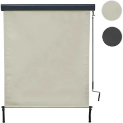 Vertikalmarkise HWC-F42, Senkrechtmarkise Sichtschutz Außenrollo Rollo, UV-Schutz 50 Stoff ~ 250x140cm, creme-beige