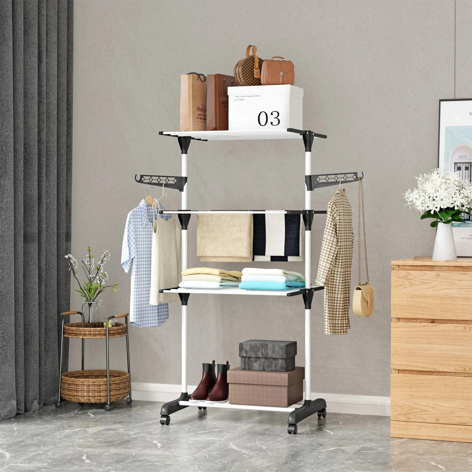 StarTech Opvouwbaar Wasmachine-droogrek van RVS in wit
