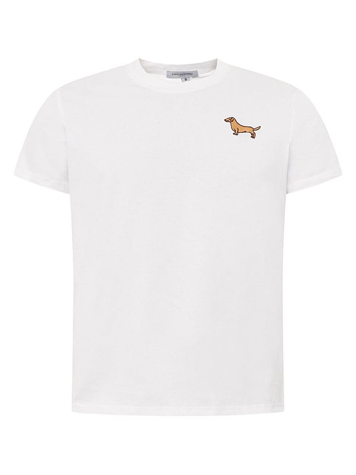 Zwillingsherz Shirt "Dog Stickerei" in Weiß - M