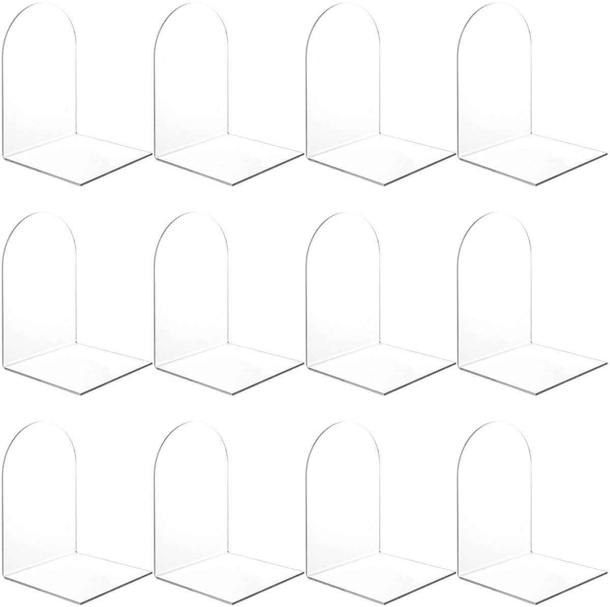 Unyqoos Set van 12 transparante acryl boekensteunen met antislip bescherming