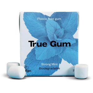 True-Gum Kaugummis Strong Mint, zuckerfrei, Schachtel mit 16 Dragees