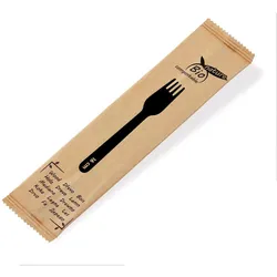 VEPATIM 100x BIO-Nature Holzgabel Gabel aus Holz einzeln hygienisch verpackt 16cm
