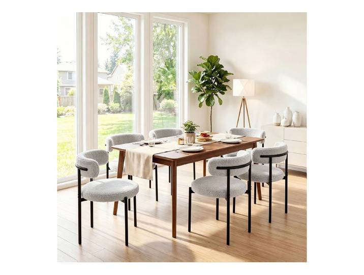 oyajia Esszimmerstuhl Polsterstuhl mit Metallgestell, Wohnzimmerstuhl, Küchenstuhl Runder (mit Rückenlehne), für Wohnzimmer, Esszimmer