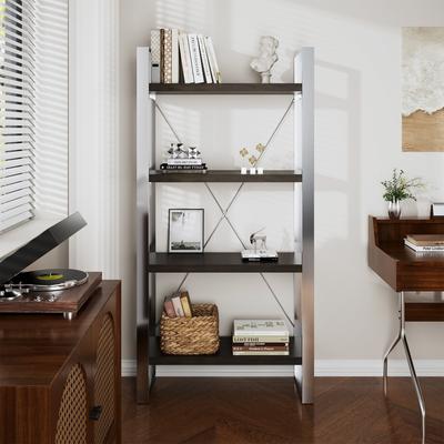 Clihome 4-Tier Open Bookshelf Stainless Steel Storage Rack