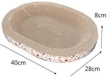 Fusion Finds Oval Cat Scratching Board Corrugated Cat Scratcher Bed With Catnip For Furniture Protection white Mushroom