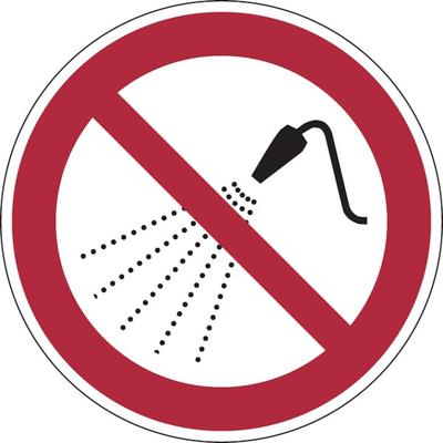 Verbotsschild, Mit Wasser spritzen verboten P016 - ASR A1.3 (DIN EN ISO 7010) - 100 mm Folie selbstklebend