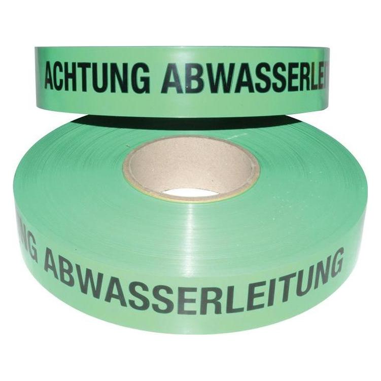 Multicoll Trassenwarnband Aufdruck Achtung Abwasserleitung Breite 40 mm Länge 250 m grün (40 mm) (15 015 040 250 04 0011)