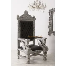 Thronstuhl Sphinx Silber Schwarz