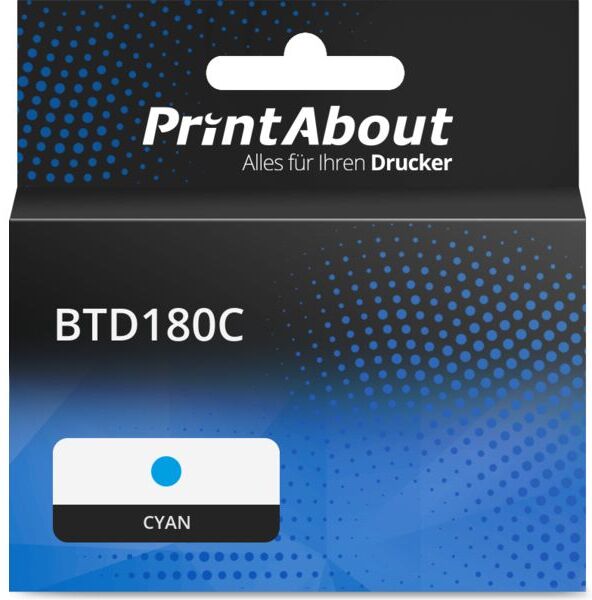 PrintAbout Druckerpatrone kompatibel mit Brother BTD180C - Cyan