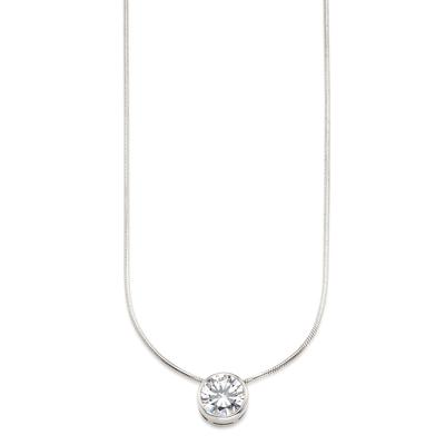 Kette mit Anhänger BRUNO BANANI "Schmuck Geschenk Silber 925 Halsschmuck Halskette Schlangenkette Stein", silber (silberfarben, kristallweiß), Halsketten, Damen, Silber 925 (Sterlingsilber), L: 45, mit Zirkonia (synth.), Korund (synth.) oder Spinell...