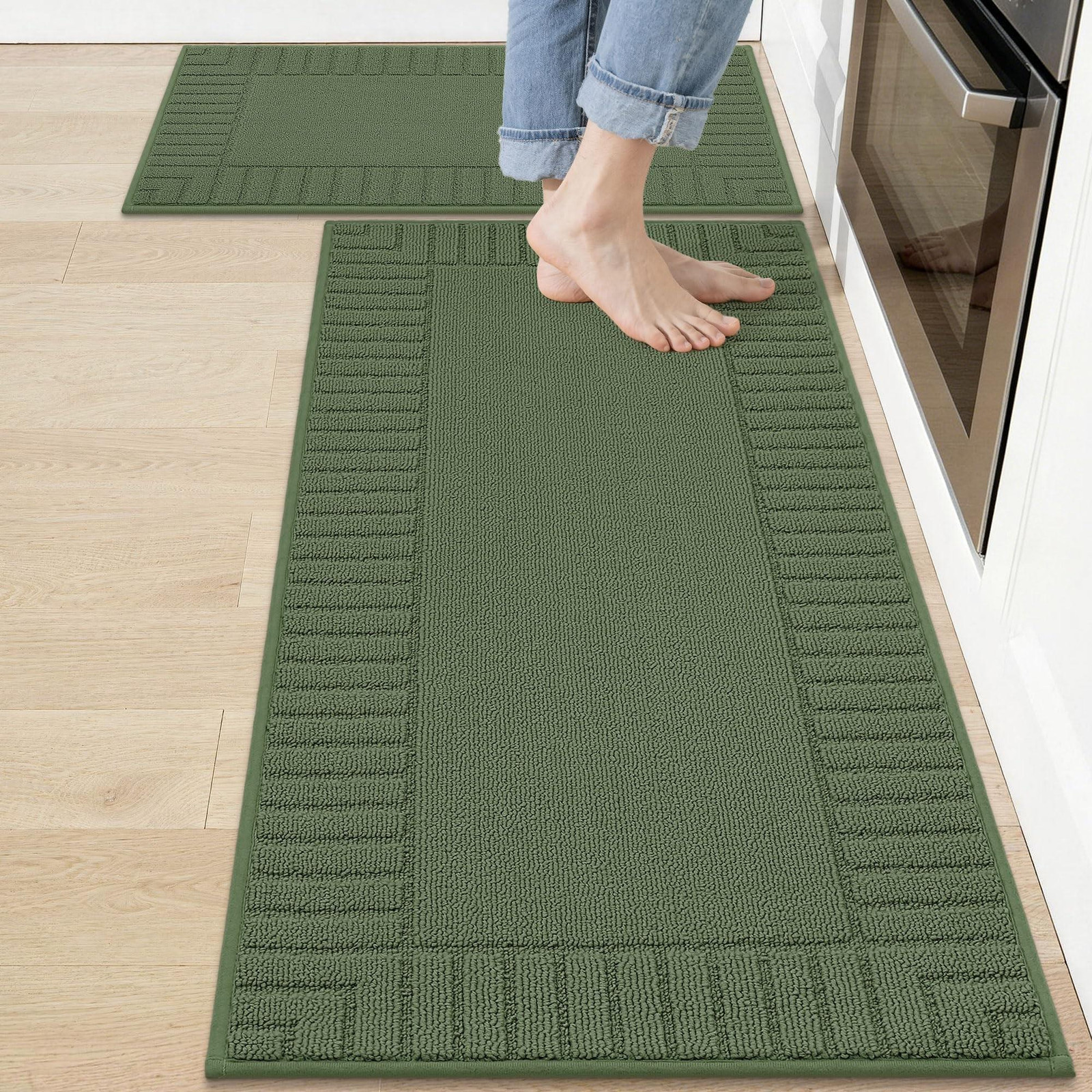 Set van 2 vlekbestendige en absorberende antislip keukenmatten