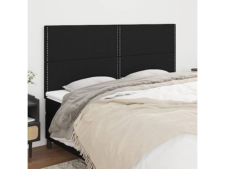 KTHLBRH Kopfteil für Bett, 4 Stück, schwarz, aus Stoff, klassisch, elegantes Design, mit Beinen aus massivem Lärchenholz, höhenverstellbar, für Rückenunterstützung und optimalen Komfort, Nieten
