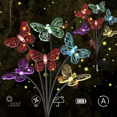Smart Shopping Spot Solar Butterfly Garden Lights Waterproof Solar Garden Lights 6 LED Outdoor Pathway Lights Decorative Stakes Solar Butterfly Garden Lights Waterproof Solar Garden Lights 6 LED Outdoor Pathway Lights Decorative Stakes