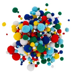 Pompons, bunt, 4–25 mm Ø, 400 Stück