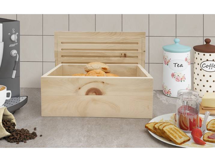 Brotbox aus Zirben Holz mit Schneidebrett