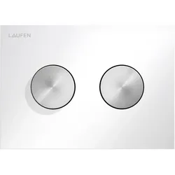 LAUFEN INEO Betätigungsplatte Groove, für WC-Element, Zweimengenbetätigung, H9001171940001, Farbe: weiß glänzend mit Tasten Edelstahl gebürstet