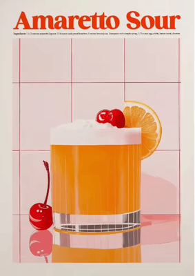 Inspire Picks Aperol Spritz & Pizza Cocktail Kitchen Wall Art Italian Food Canvas Poster 25 20x30cm Unframed