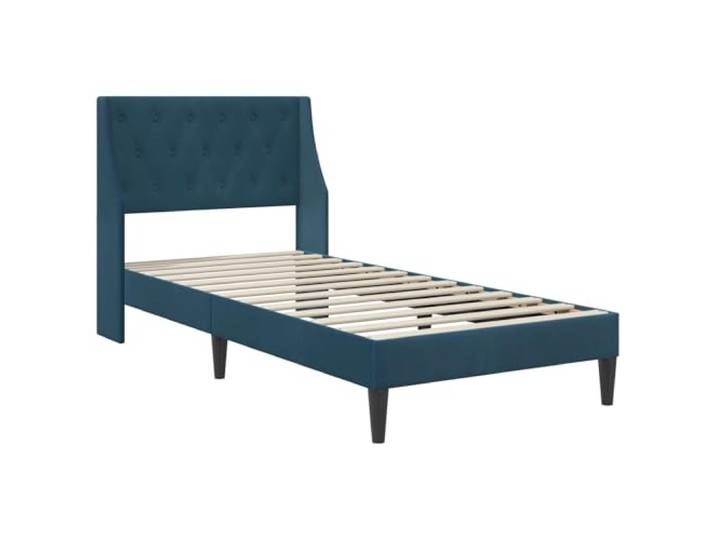 KTHLBRH Bettgestell aus blauem Samt 80 x 200 cm Basis aus Sperrholz, Latten inklusive, gedrehte Beine, modernes Design für Zimmer