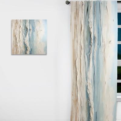 DESIGN ART Designart - Beige And Blue Coastal Beach Paint - Coastal Beach Curtain - Blackout Coastal Curtain - 1 Panel