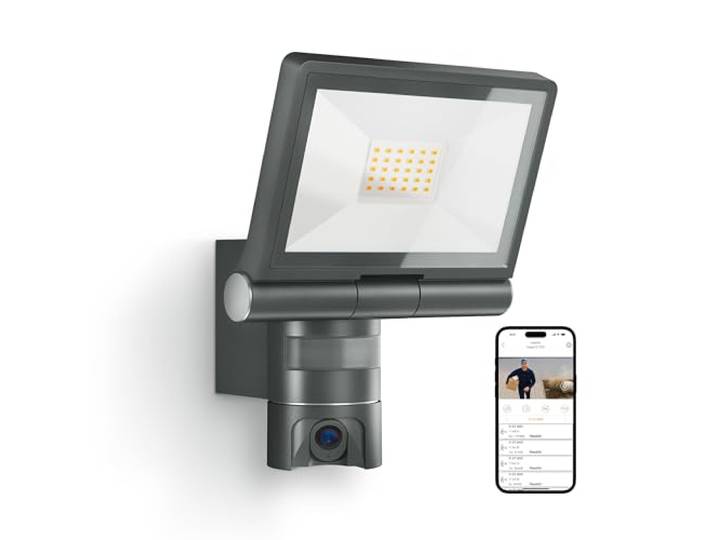 Steinel Flutlichtkamera XLED CAM2 SC mit 2K Überwachungskamera, Gegensprechanlage, Bewegungsmelder, Dual-Band Wi-Fi 6, 21 W, Aluminium, Anthrazit