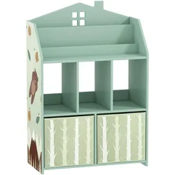 KINDER-BÜCHERREGAL MDF Vliesstoff Grün