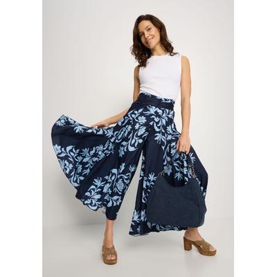 Hosenrock LASCANA, Damen, Gr. 36, blau (marine, blau bedruckt), Web, Obermaterial: 100% Polyester, bedruckt, figurumspielend knöchelfrei, Röcke, mit Alloverdruck, Culotte, glatte bügelfreie Ware