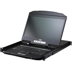 Aten CL3708iNW DE KVM-IP-Switch 8-Port, 18,5"-LCD-Konsole (USB HDMI) DE-Layout, KVM Switch, Schwarz