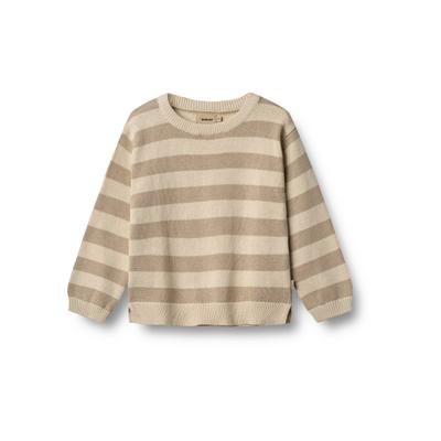 Sweater WHEAT "WHEAT Strickpullover Morgan", Jungen, Gr. 110, beige stripe, 100% Baumwolle, Rundhals, Sweatshirts Sweater