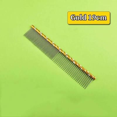 Uplift Picks Colored Stainless Steel Pet Grooming Comb For Dogs Cats Hair Removal Tangles And Coat Care yellow (19cm)