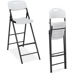 Relaxdays Klappbare Barhocker 2er Set Weiß,Schwarz