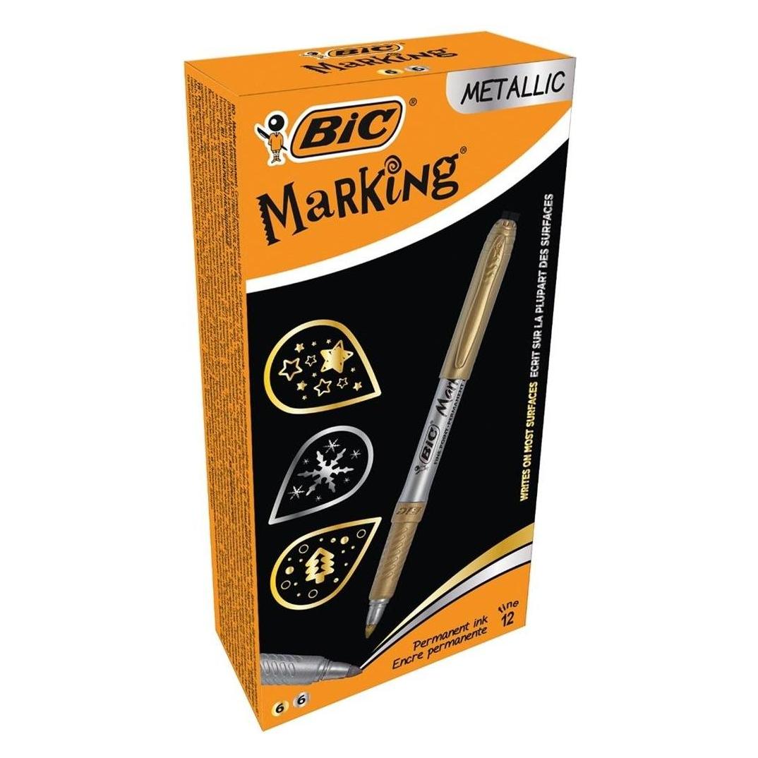 Bic Marker Marking Metallic Ink in Gold und Silber. (12 Stück) (12x) (368083)