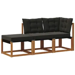 vidaXL Outdoor-Schnittsofa-Einheiten mit Kissen 3 Stück Natur